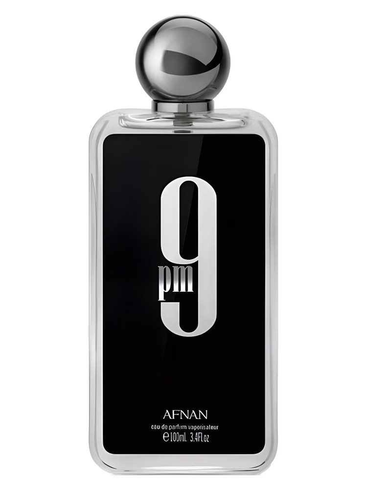 Afnan 9PM Eau de Parfum, frasco y caja