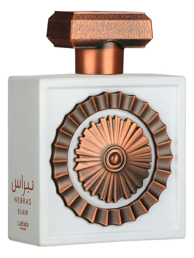 Lattafa Nebras Elixir Eau de Parfum, frasco y caja