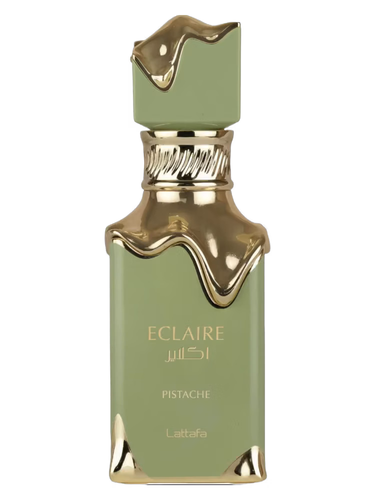 Lattafa Eclaire Pistache Eau de Parfum, frasco y caja