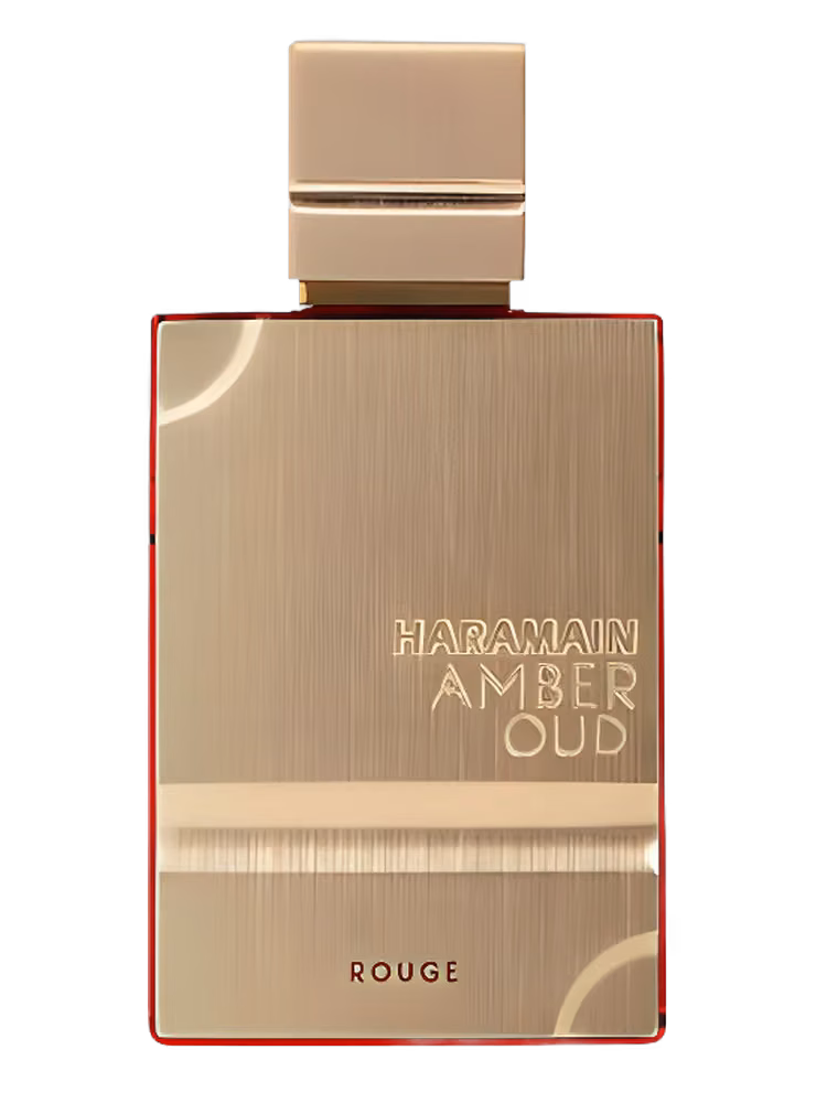 Al Haramain Amber Oud Rouge Eau de Parfum, frasco y caja