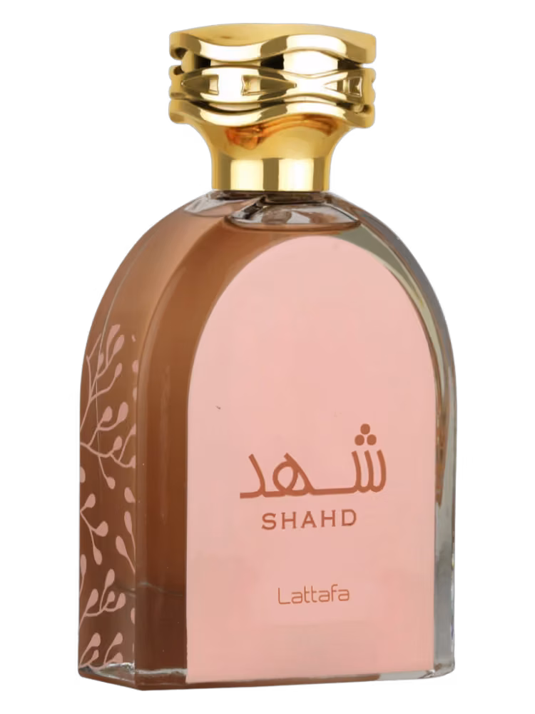 Lattafa Shahd Eau de Parfum, frasco y caja