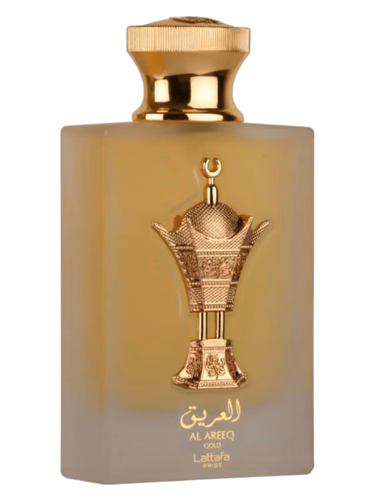 Lattafa Al Areeq Gold Eau de Parfum, frasco y caja