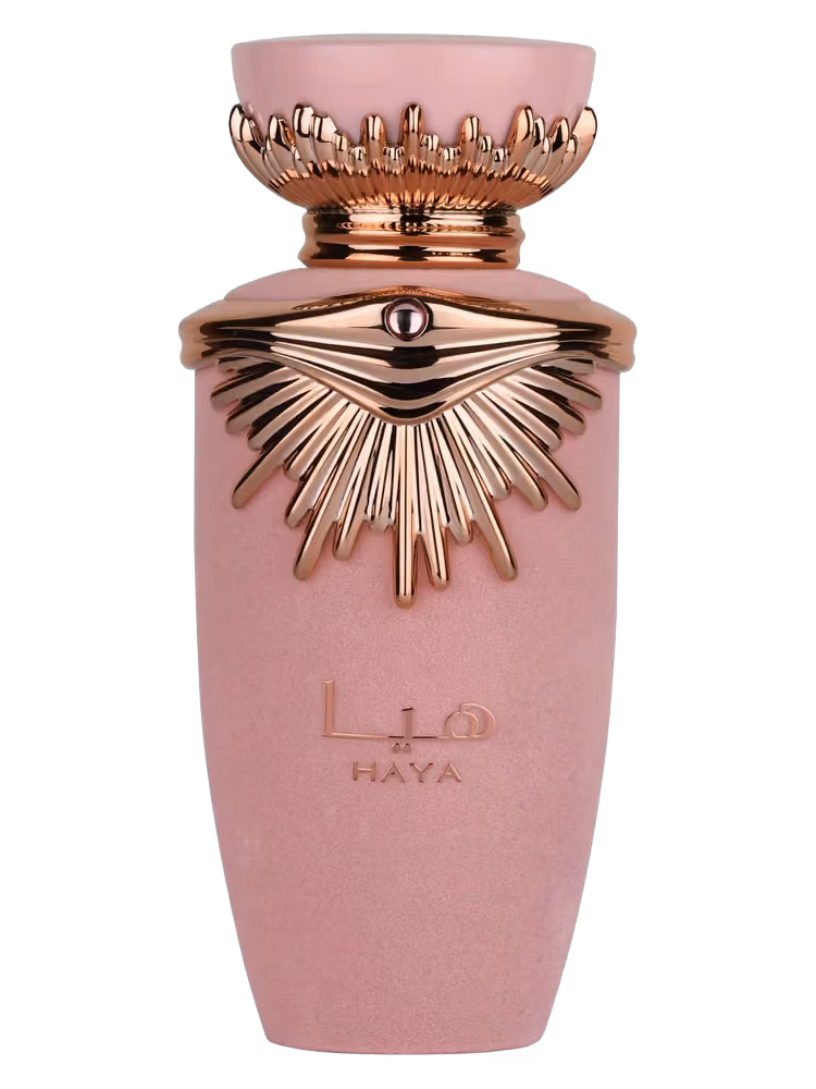Lattafa Haya Eau de Parfum, frasco y caja