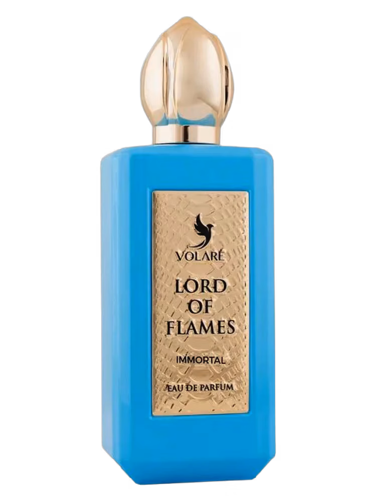 Volare Perfumes Lord of Flames Immortal Eau de Parfum, frasco y caja